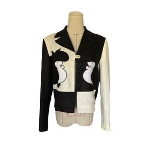 Vintage 90s Jean Charles de Castelbajac Cartoon Graphic Face Blazer Jacket Coat